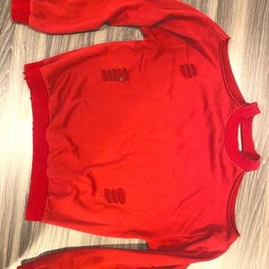 Honey Punch Red Ripped shoulder cut out Sweater